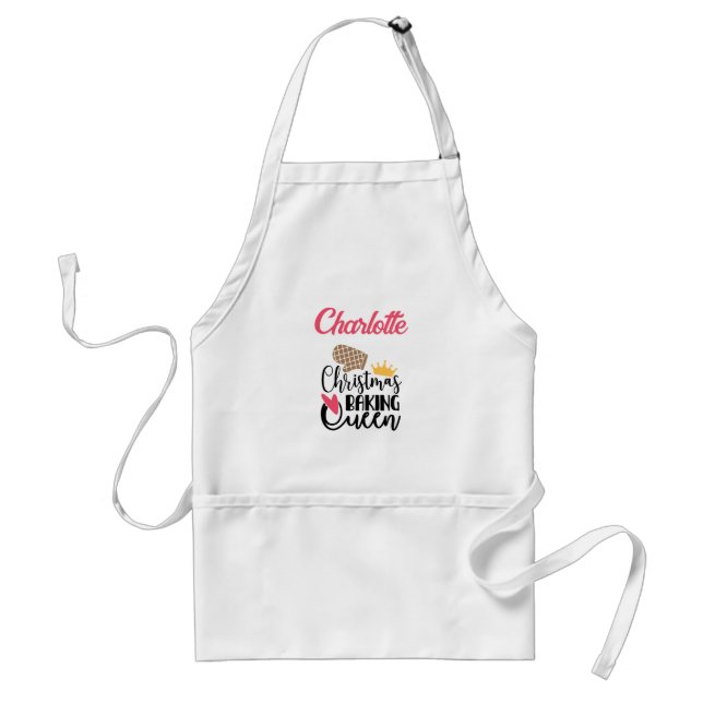 Customized Christmas Baking Queen Adult Apron (Front)