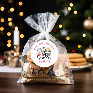 Customized Christmas Baking Queen Classic Round Sticker