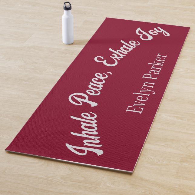 Customized Christmas Bugundy Silver Sparkle Script Yoga Mat (In Situ)