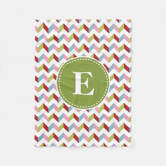 Customized Christmas Chevron Pattern Fleece Blanket (Front)