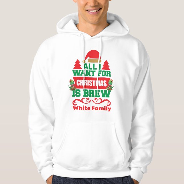 Customized Christmas Dinosaur All I Want Is Brew Hoodie (Front)