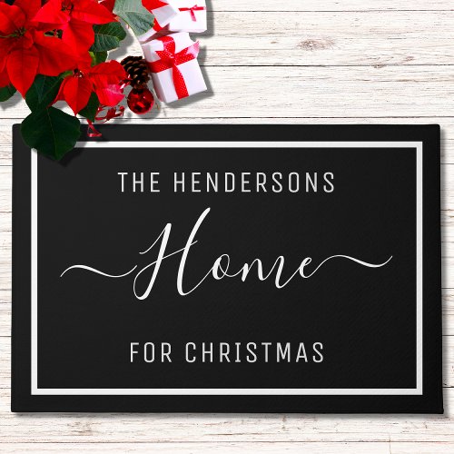 Customized Christmas Family Black Doormat