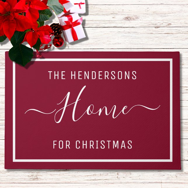 Customized Christmas Family Burgundy Doormat (Creator Uploaded)