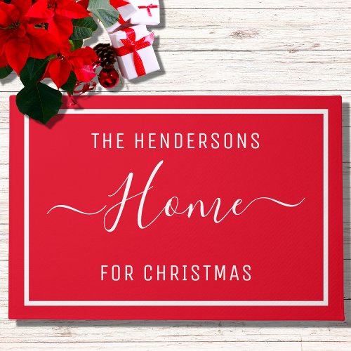 Customized Christmas Family Red Doormat