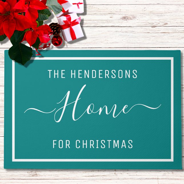Customized Christmas Family Teal Doormat (Creator Uploaded)