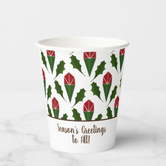 Customized Christmas Floral Red Roses Holly Leaves
