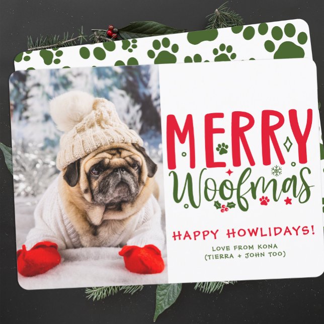 Customized Christmas Puppy Picture Funny Dog Photo Holiday Card (Creator Uploaded)