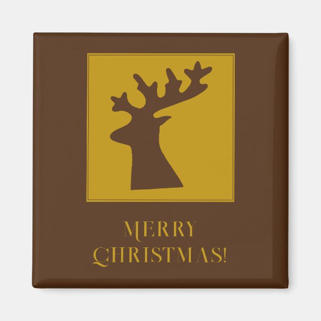Customized Christmas Reindeer Head Bronze Gold Magnet (Front)