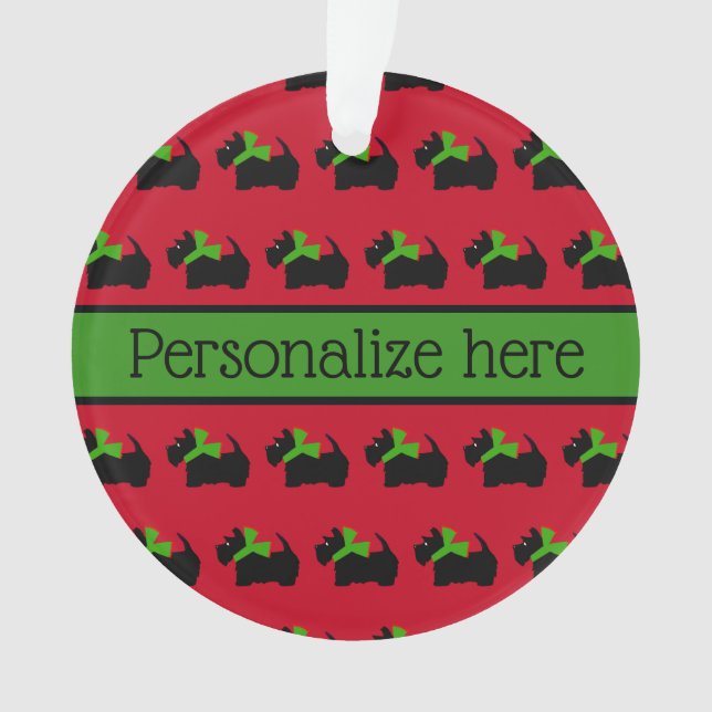 Customized Christmas Scottie Dog  Ornament (Front)