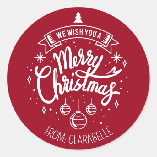 Customized Christmas Stickers Simple Modern Red