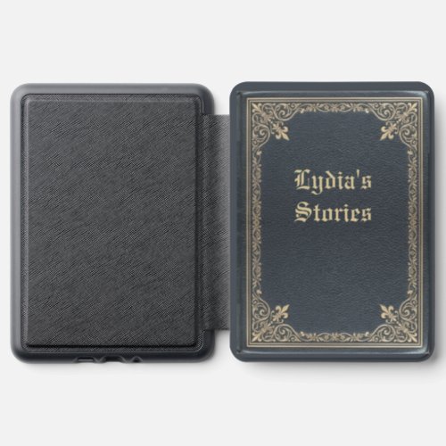 [Customized] Classic, Black, Leather Book Style Kindle Cover