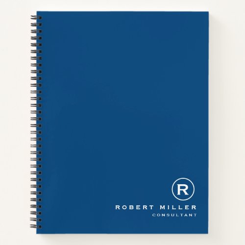 Customized Classic Blue  White Monogram Initial  Notebook
