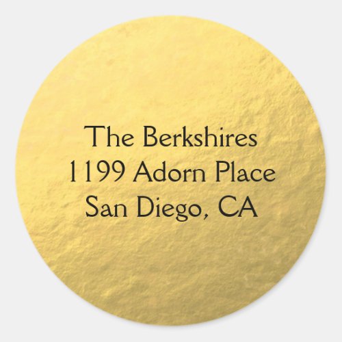 Customized Classic Round Sticker Gold Foil Look
