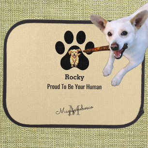 Customized Classy Beige Black Pet Dog Mom Monogram Car Floor Mat