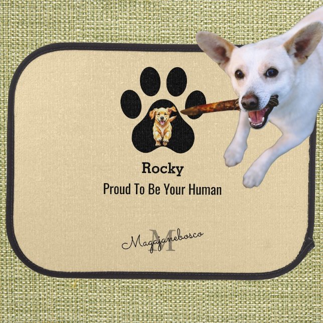 Customized Classy Beige Black Pet Dog Mom Monogram Car Floor Mat (Creator Uploaded)