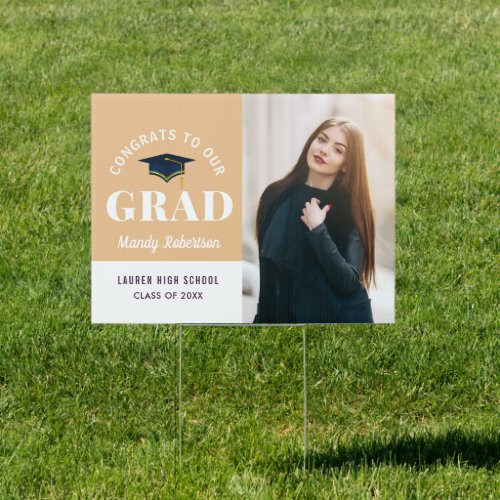 customized color and photo graduation yard sign