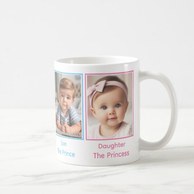 Customized Colorful Four Family Photo Collage Coffee Mug (Right)