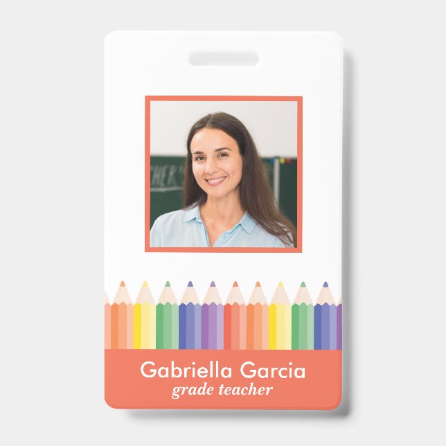 Customized Colorful School Teacher ID badge (Front)