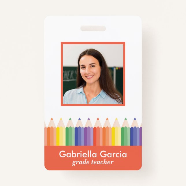 Customized Colorful School Teacher ID badge (Front)