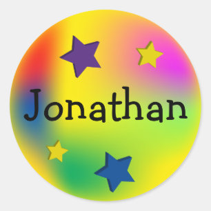 Customized Colorful Stars Classic Round Sticker