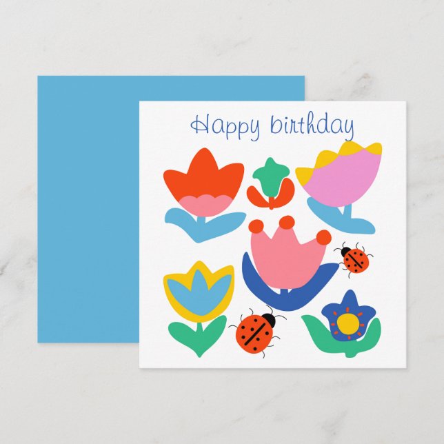 Customized colorful tulips with ladybugs (Front/Back)