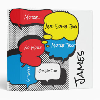 Customized Comic Book Speech Bubbles 3 Ring Binder