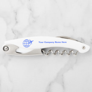 Customized company logo bottle opener corkscrew