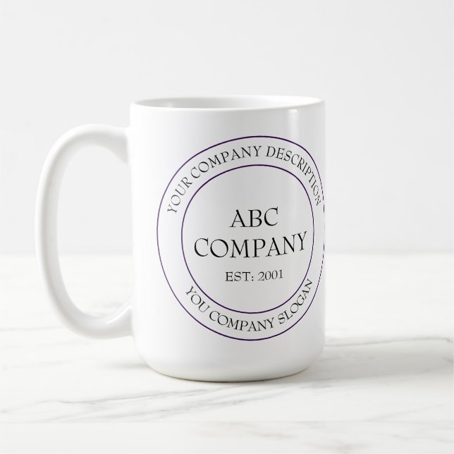 Customized Company Logo Slogan Mission  Coffee Mug (Left)