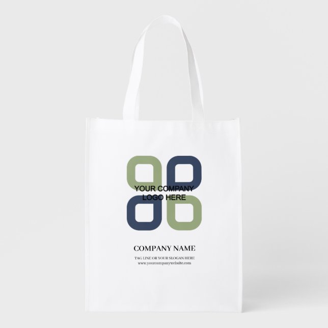 Customized Company Logo With Business Slogan Grocery Bag (Front)