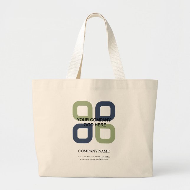 Customized Company Logo With Business Slogan Large Tote Bag (Front)