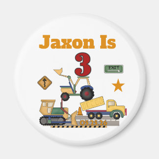 Customized Construction Vehicles 3rd Birthday Magnet