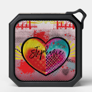 Customized Cool Girly Pink Love Heart Monogram Bluetooth Speaker