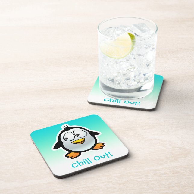 Customized Cool Penguin Cartoon Drink Coaster (Right Side)