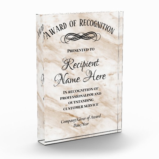 Customized Corporate Award Beige Acrylic Trophy (Left)