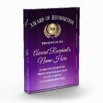 Customized Corporate Award Modern Purple Trophy Customized Corporate Award Modern Purple Trophy