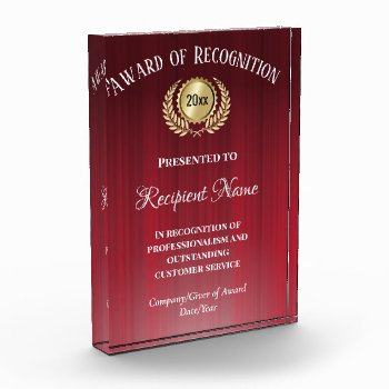 Customized Corporate Award Modern Red Trophy by cutencomfy at Zazzle