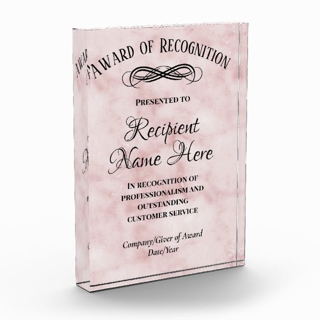 Customized Corporate Award Pink Acrylic Trophy (Left)