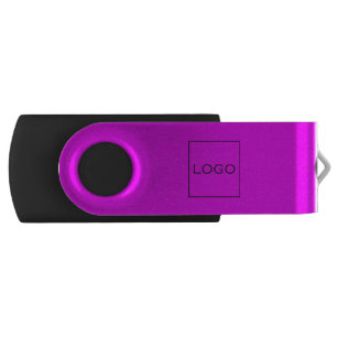 Customized Corporate Business Logo, Bright Magenta Flash Drive