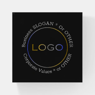 Customized Corporate Business Round Logo Black Paperweight