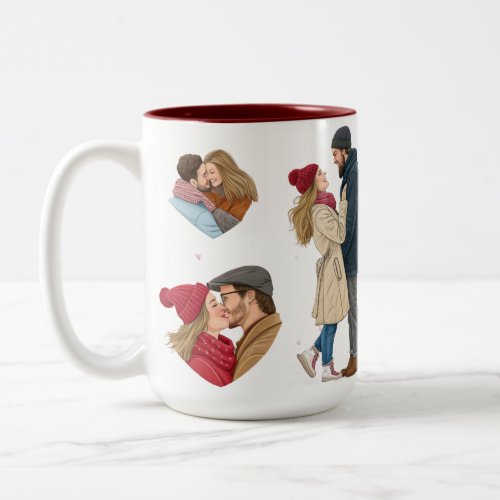 Customized Couple Mug with Portrait Style.