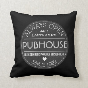Customized Couple Pubhouse Beer Served Here Throw Pillow