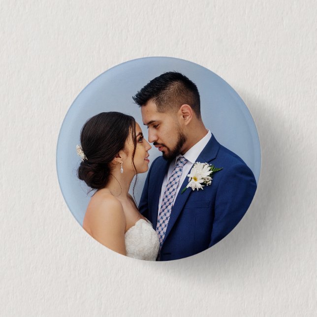 Customized Couple Wedding Photo  Button (Front)