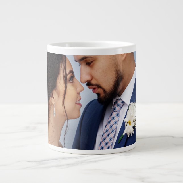 Customized Couple Wedding Photo Giant Coffee Mug (Front)