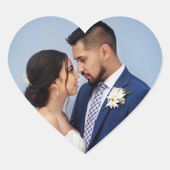 Customized Couple Wedding Photo Heart Sticker (Front)