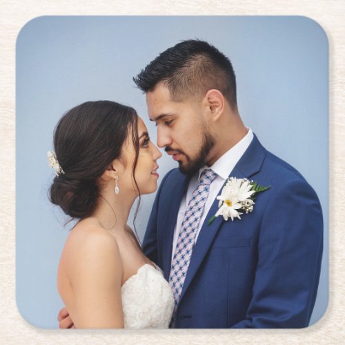 Customized Couple Wedding Photo Square Paper Coaster