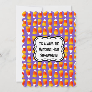 Customized Crazy Candy Corn Halloween Party Holiday Card
