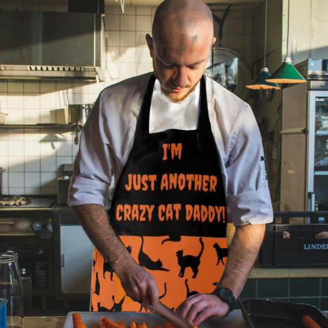 Customized Crazy Cat Daddy Halloween  Apron (Funny personalized Halloween aprons!)