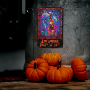 Customized Crazy Cat Lady Witch Halloween Night Garden Flag