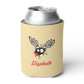 Customized Crazy Red Nosed Reindeer Can Cooler