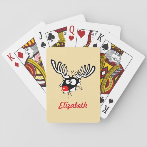 Customized Crazy Red Nosed Reindeer Playing Cards